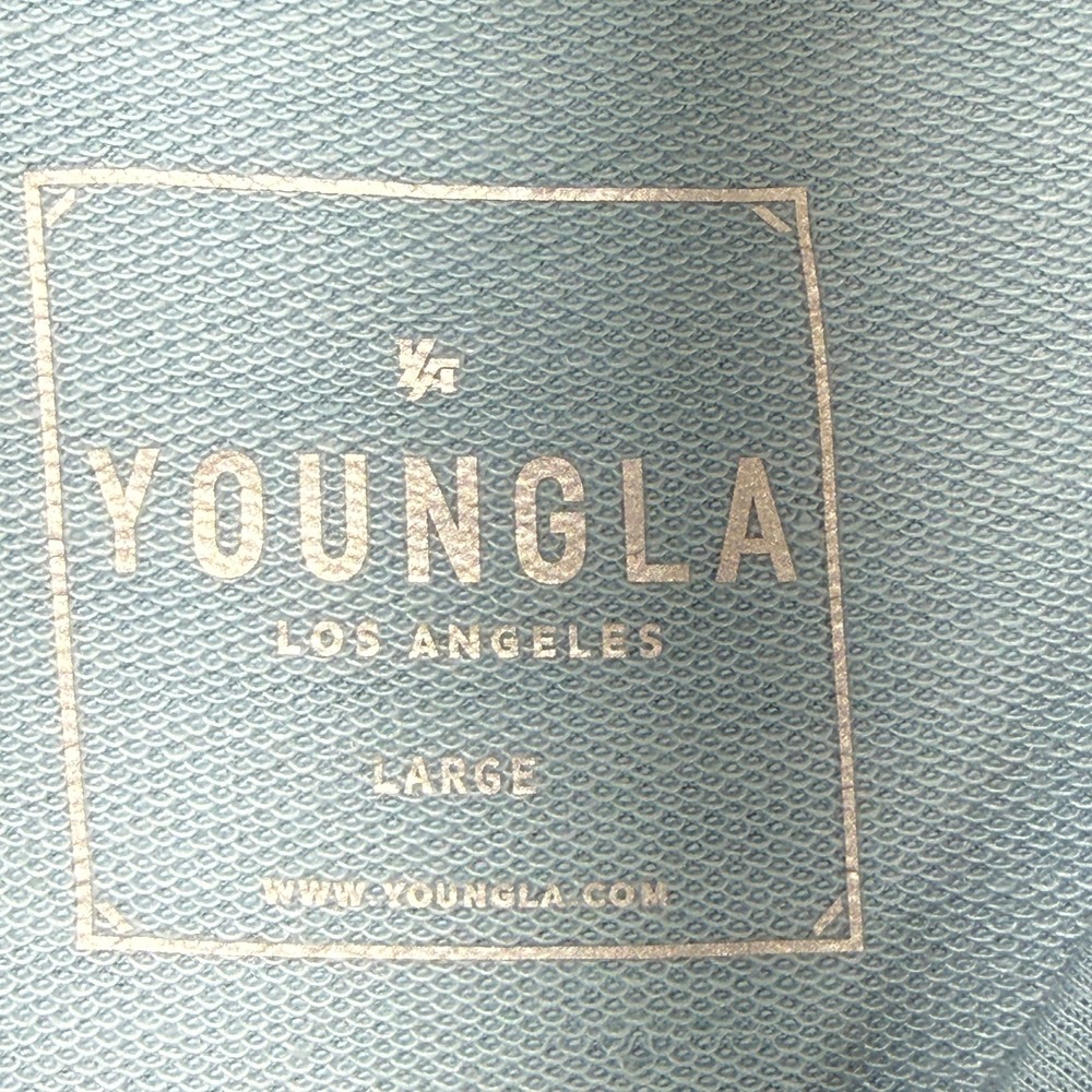 YoungLA 446 Muscle Tee Mens Large Light Blue Gym Workout Oversized Scoop Hem - Picture 3 of 8